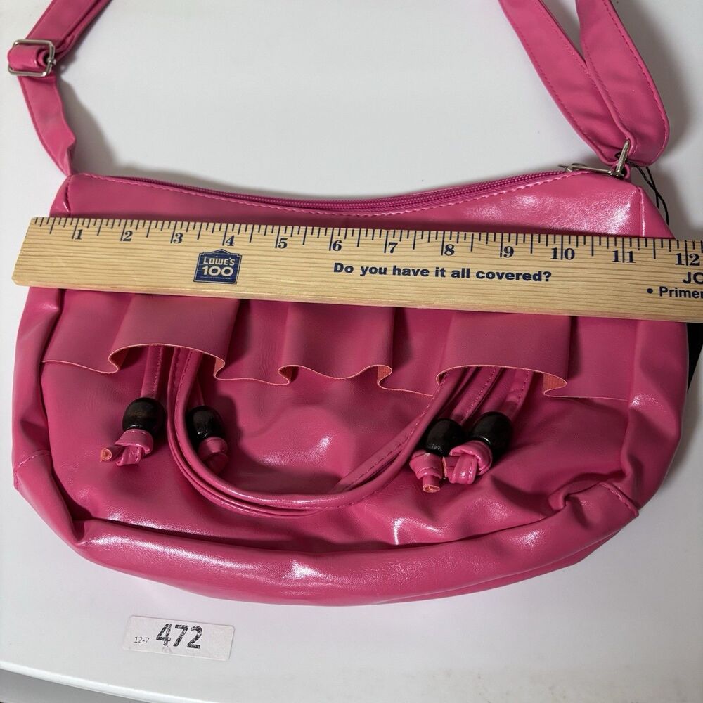 Y2K Hot Pink Shoulder Bag Ruffle Faux Leather Barbiecore 2000s Mini Purse NMWT - Picture 5 of 9